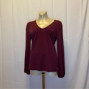 INC International Concepts Red Fitted Long Sleeve Blouse